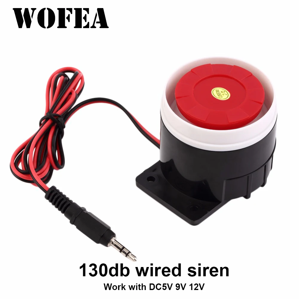 Home Security Siren - WOFEA 130db Wired Mini Sound Alarm