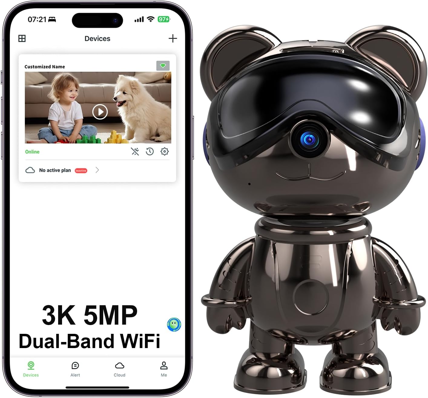 Home Security Google Camera - Indoor WiFi Security Camera, 5MP Pan/Tilt