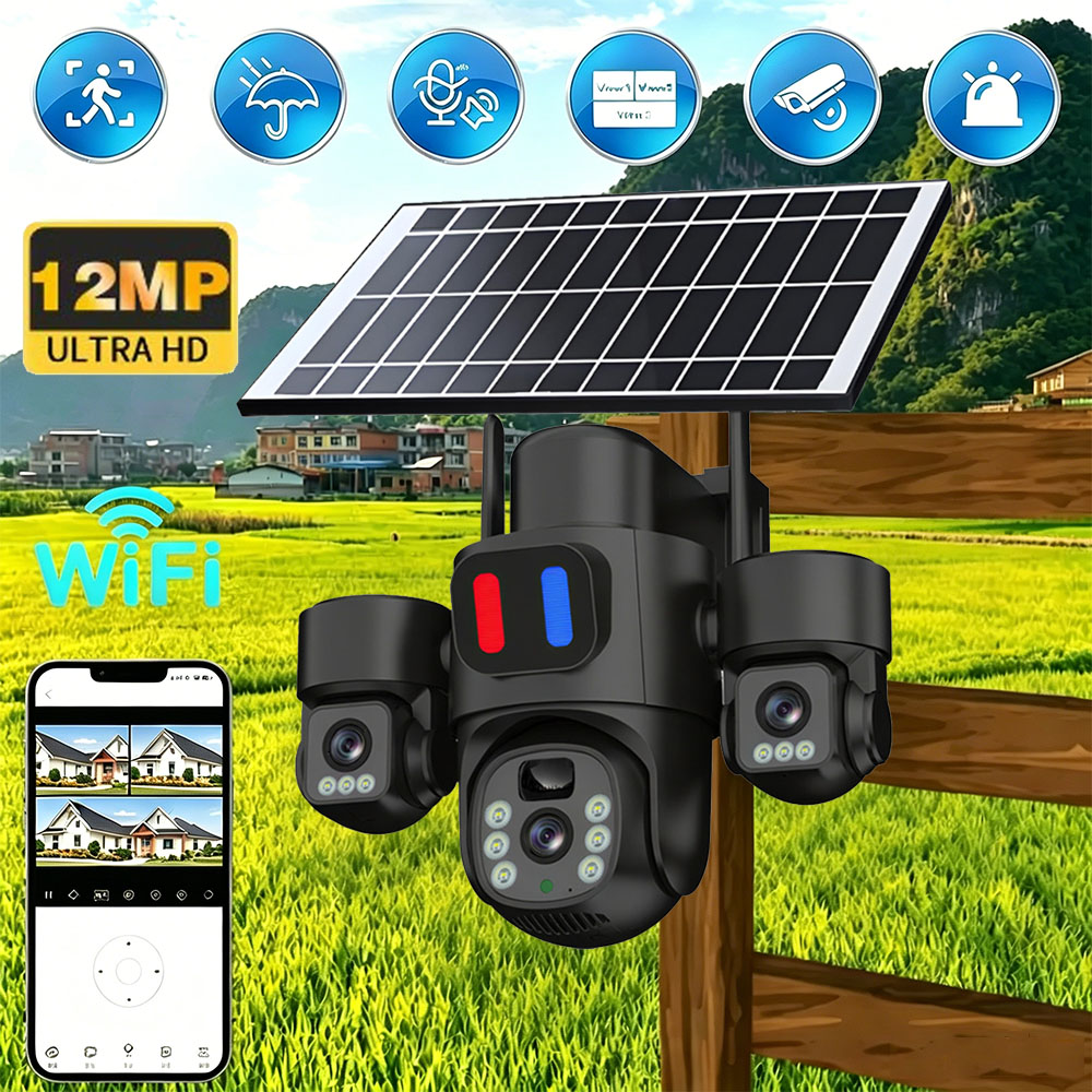 Home Security Product - Solar WiFi PTZ Camera Outdoor Triple
