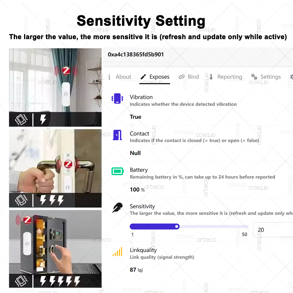 ZigBee Smart Vibration Sensor  - đánh giá và giá Home Security Home Assistant