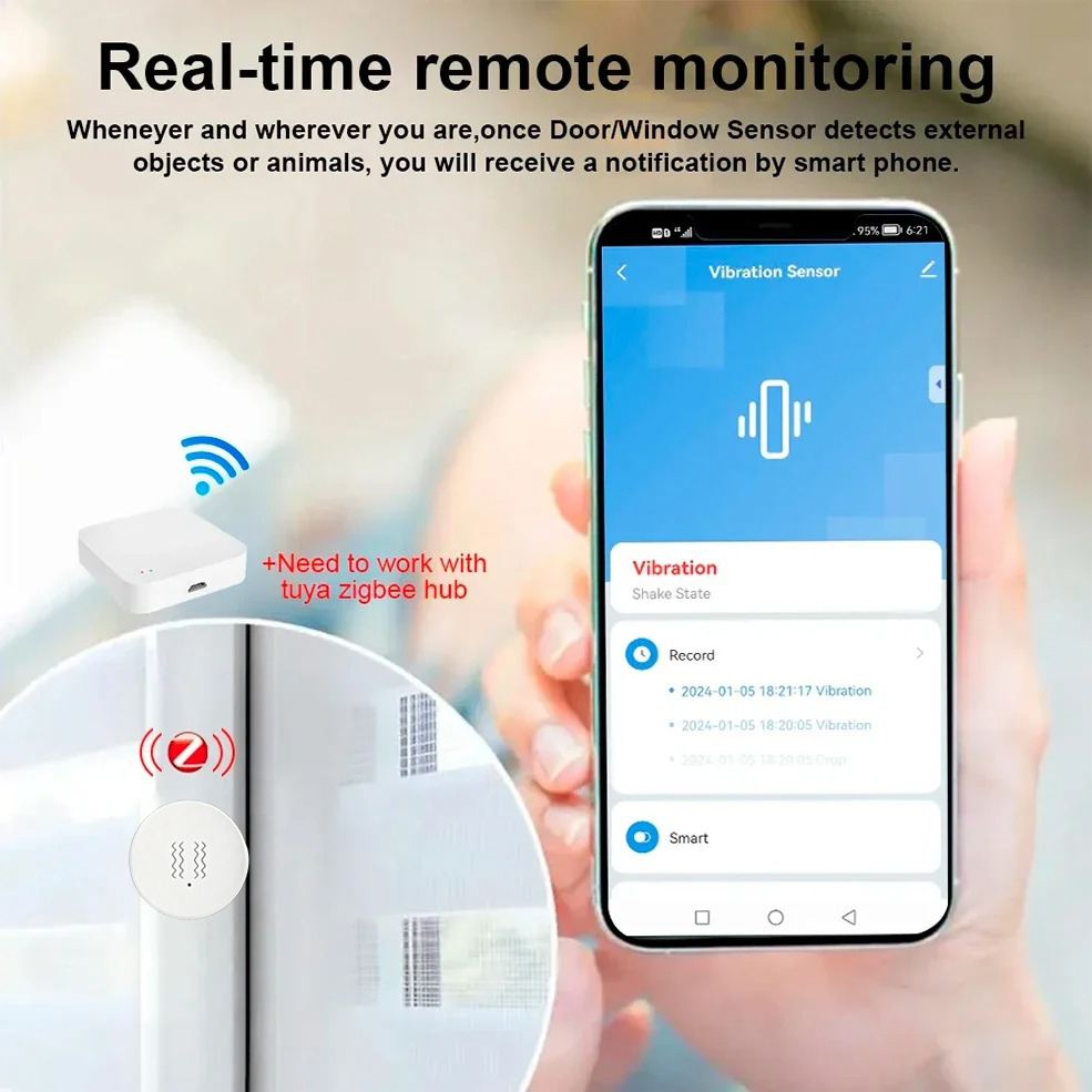 Tuya ZigBee Smart Vibration &  - đánh giá và giá Home Security Alarm